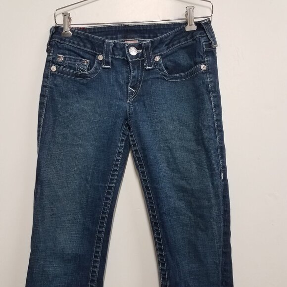 True Religion Johnny Jeans Womens Size 28 Low Rise Straight Leg Blue 10-502TS - Picture 3 of 10